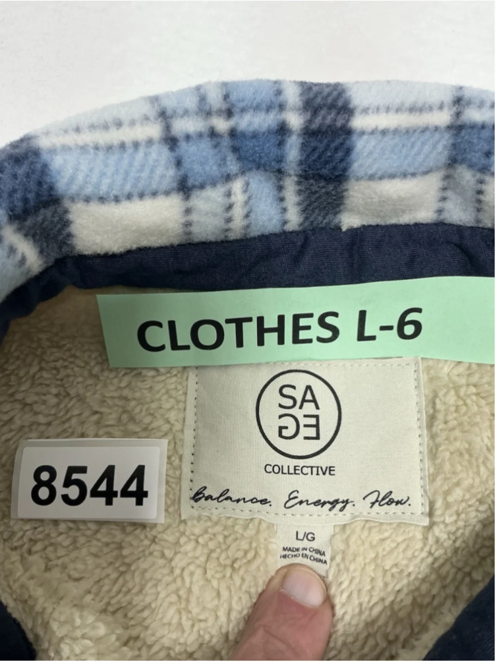 Womans NWT Condition Sage Lined Shirt Jacket Large Blue White Plaid
